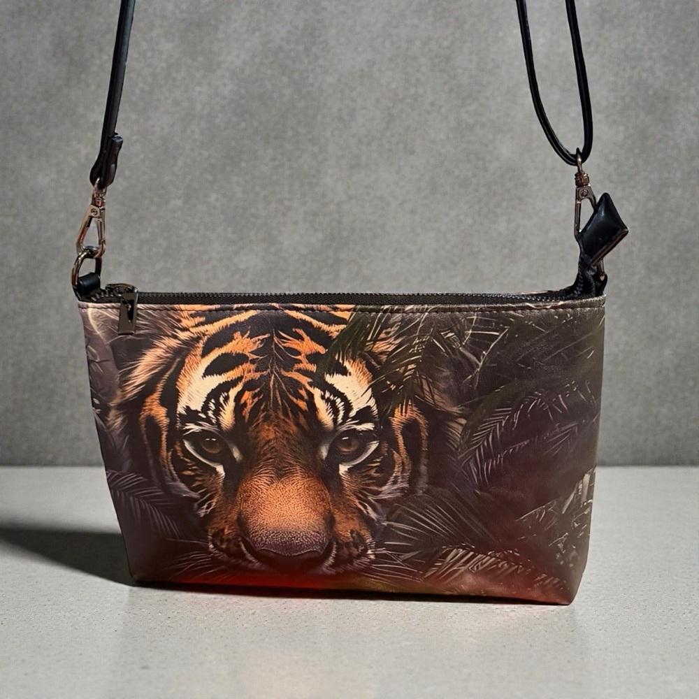 Tiger Hand Painted Crossbody Bag - Picture 2 of 9